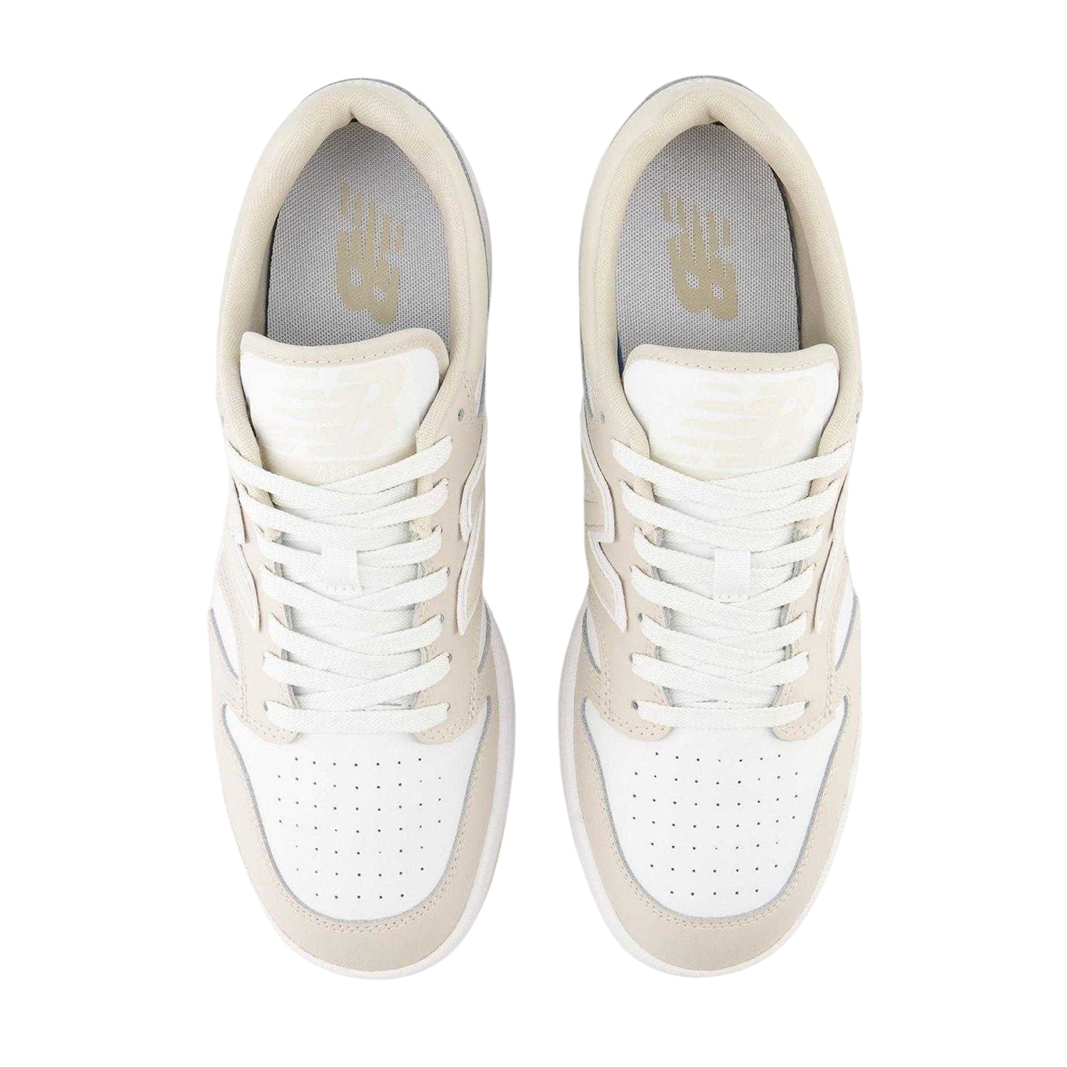 White-Beige - Pack Shot - New Balance Womens-Ladies 480 Leather Trainers