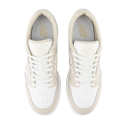 White-Beige - Pack Shot - New Balance Womens-Ladies 480 Leather Trainers