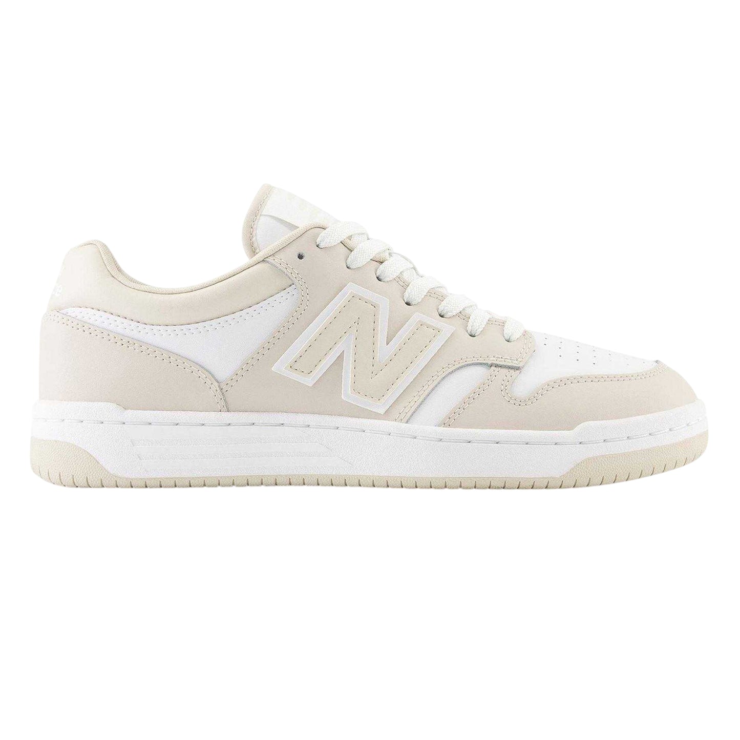 White-Beige - Front - New Balance Womens-Ladies 480 Leather Trainers
