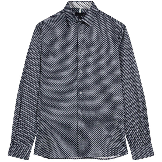 Teal Blue - Front - Ted Baker Mens Geometric Slim Shirt