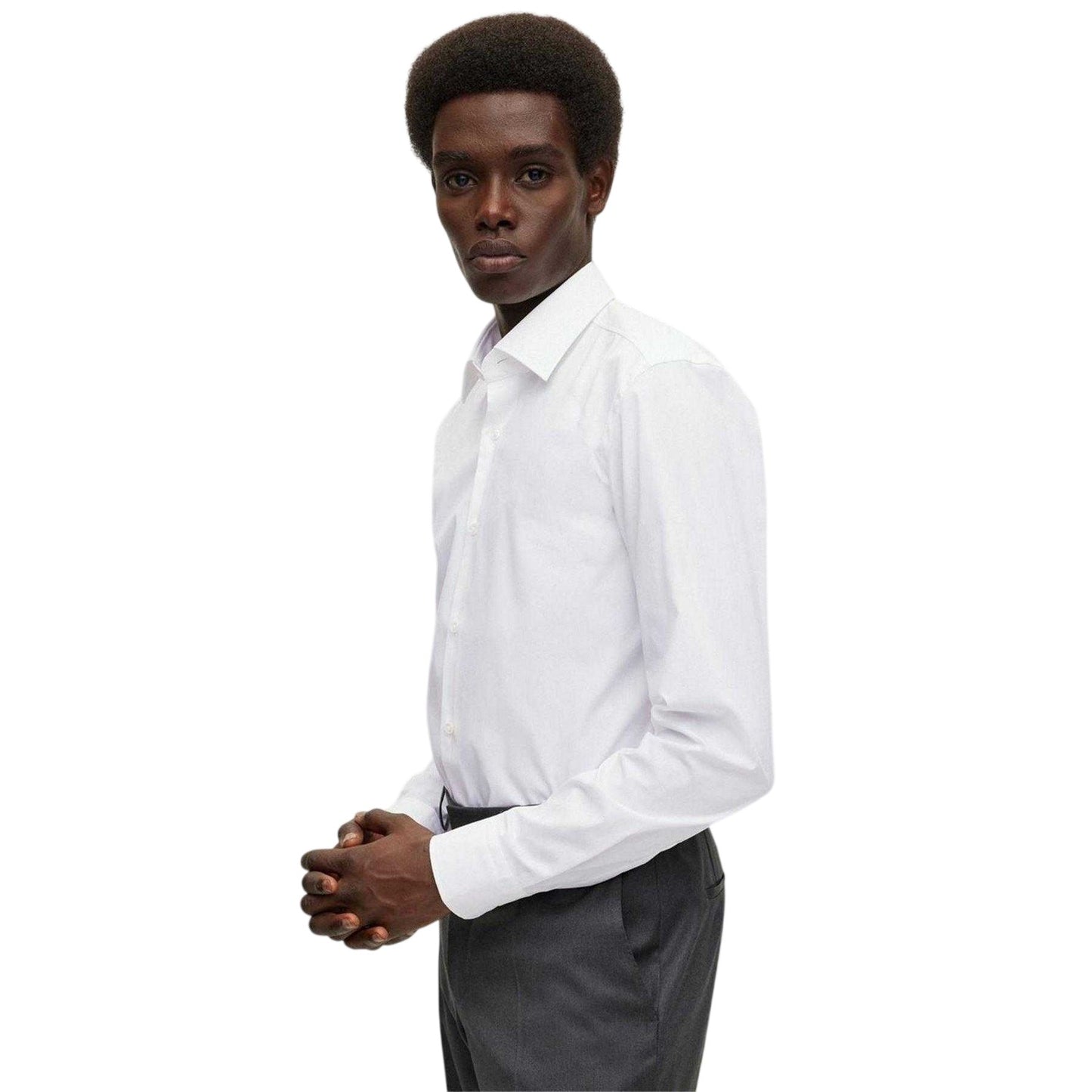 White - Side - Boss Mens Oxford Regular Shirt