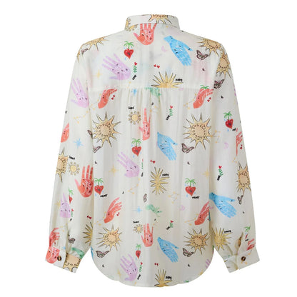 Cream - Back - Never Fully Dressed Womens-Ladies Celestial Marley Patterned Shirt