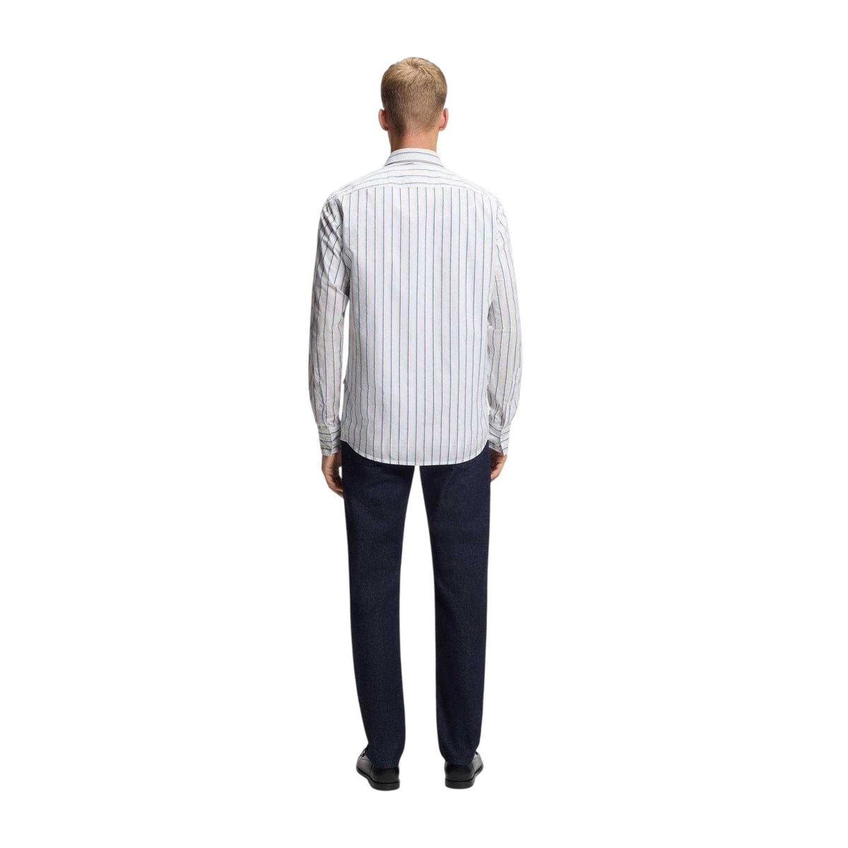 White - Back - Boss Mens Striped Regular Shirt