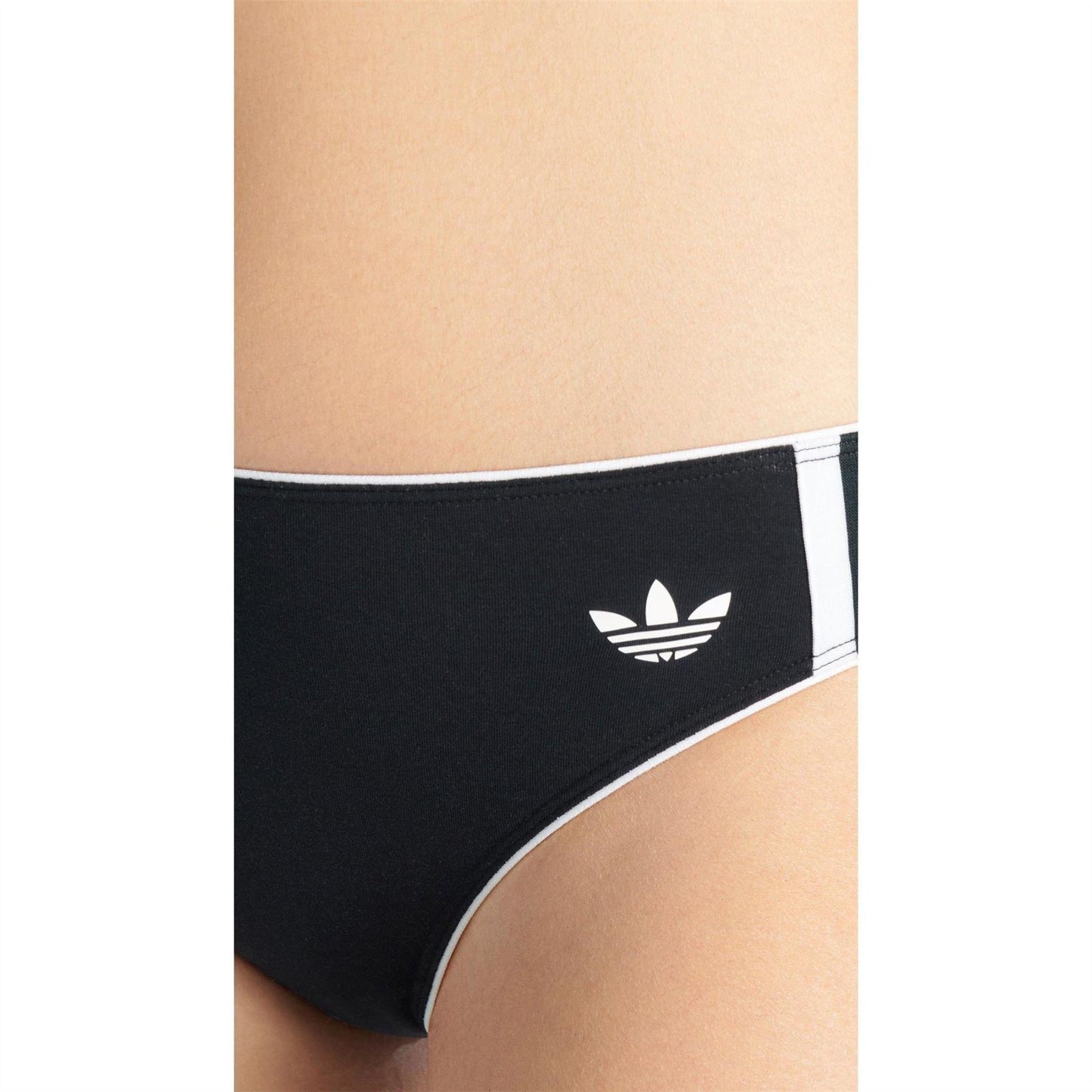 Black - Side - Adidas Womens-Ladies Originals Adicolor 3 Stripes Cotton Bikini Bottoms