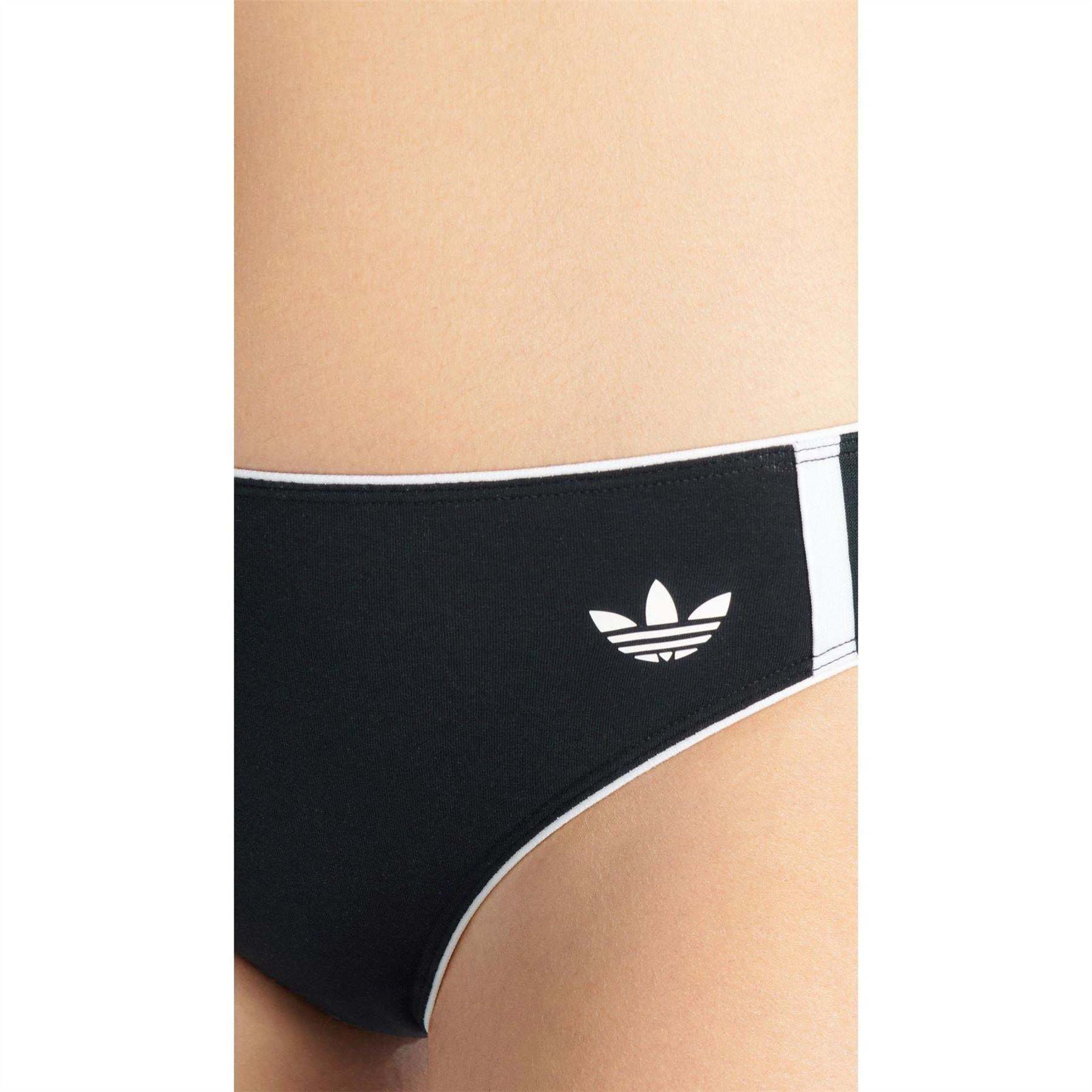 Black - Side - Adidas Womens-Ladies Originals Adicolor 3 Stripes Cotton Bikini Bottoms