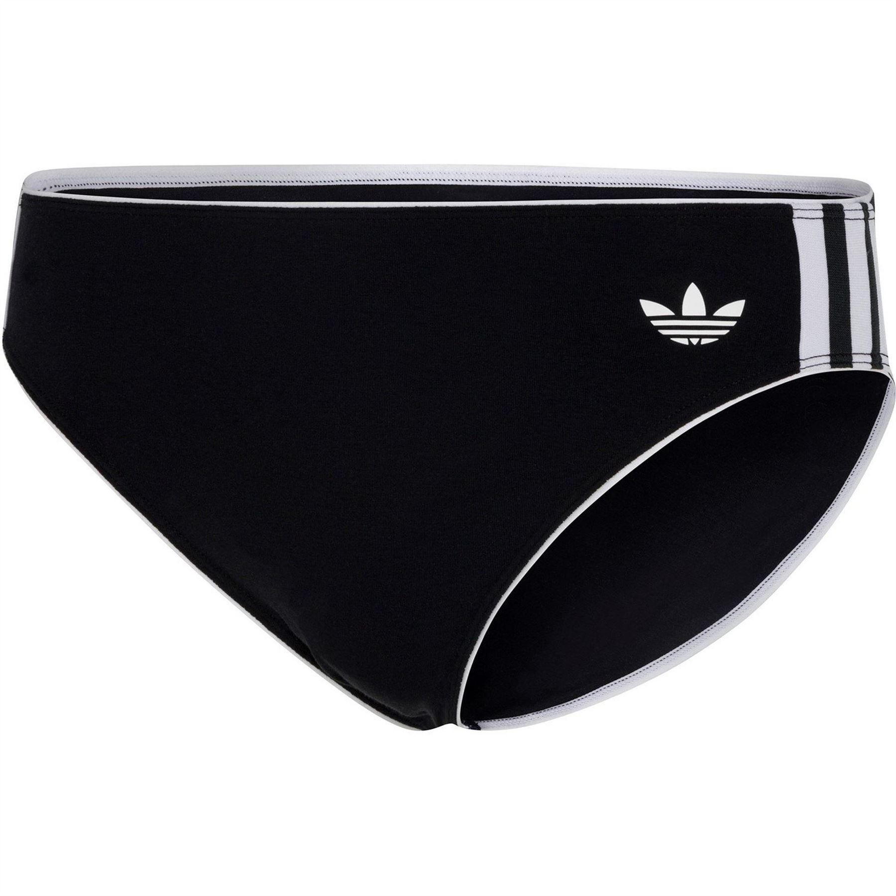 Black - Front - Adidas Womens-Ladies Originals Adicolor 3 Stripes Cotton Bikini Bottoms
