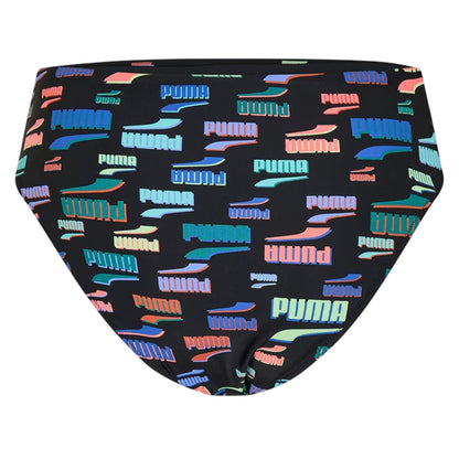 Black-Multicoloured - Back - Puma Womens-Ladies All Over Logo Bikini Bottoms