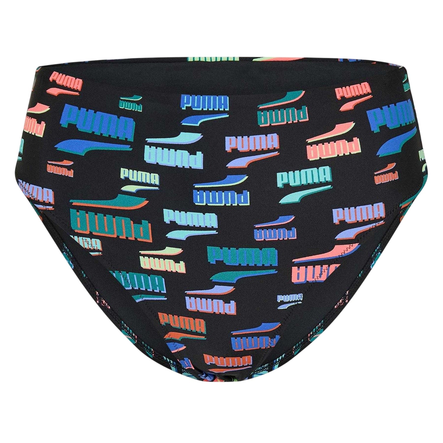 Black-Multicoloured - Front - Puma Womens-Ladies All Over Logo Bikini Bottoms