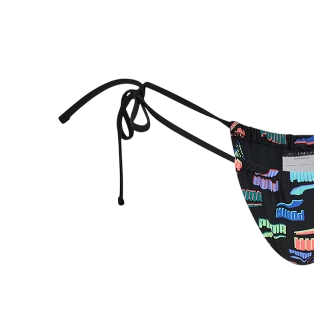 Black-Multicoloured - Side - Puma Womens-Ladies Tanga Graphic Print Side Tie Bikini Bottoms