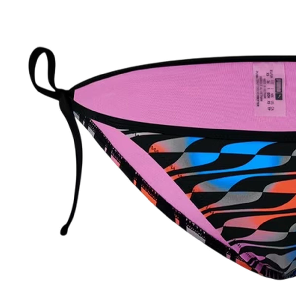 Black - Side - Puma Womens-Ladies Wave Pattern Side Tie Bikini Bottoms