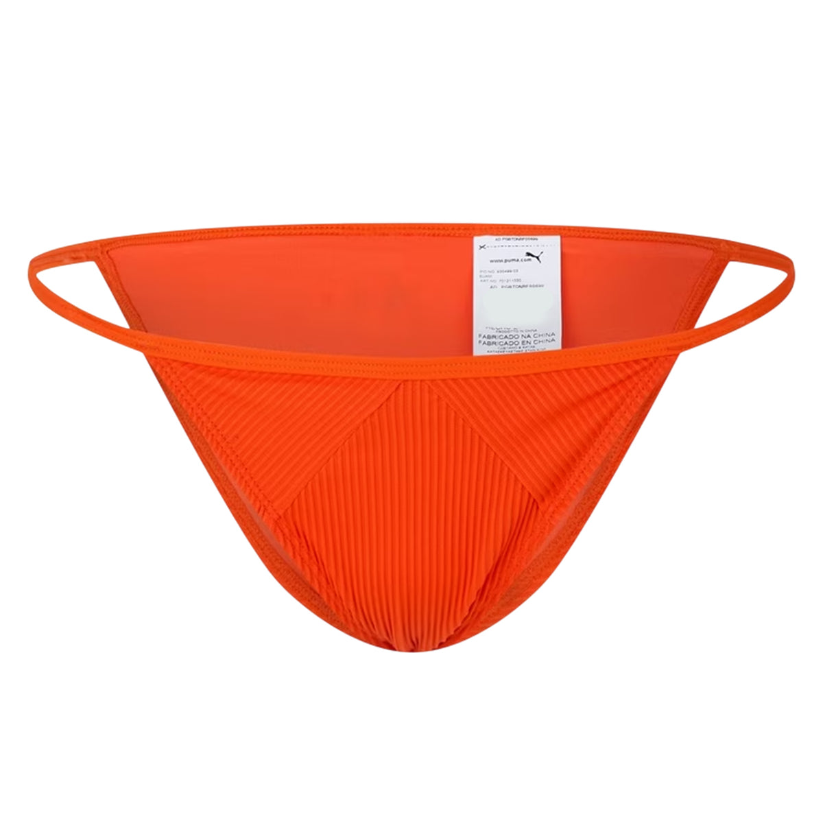 Red - Front - Puma Womens-Ladies Tanga Ribbed Bikini Bottoms