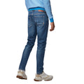 Blue - Back - Boss Mens Leather Badge Tapered Jeans