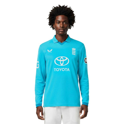 Atoll Blue-Blue Danube - Side - Castore Mens England Cricket Long-Sleeved Cricket Shirt