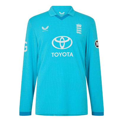 Atoll Blue-Blue Danube - Front - Castore Mens England Cricket Long-Sleeved Cricket Shirt