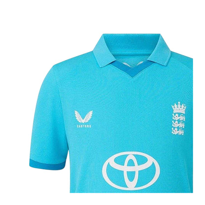 Atoll Blue-Blue Danube - Side - Castore Childrens-Kids ODI 26-27 England Cricket Cricket Shirt