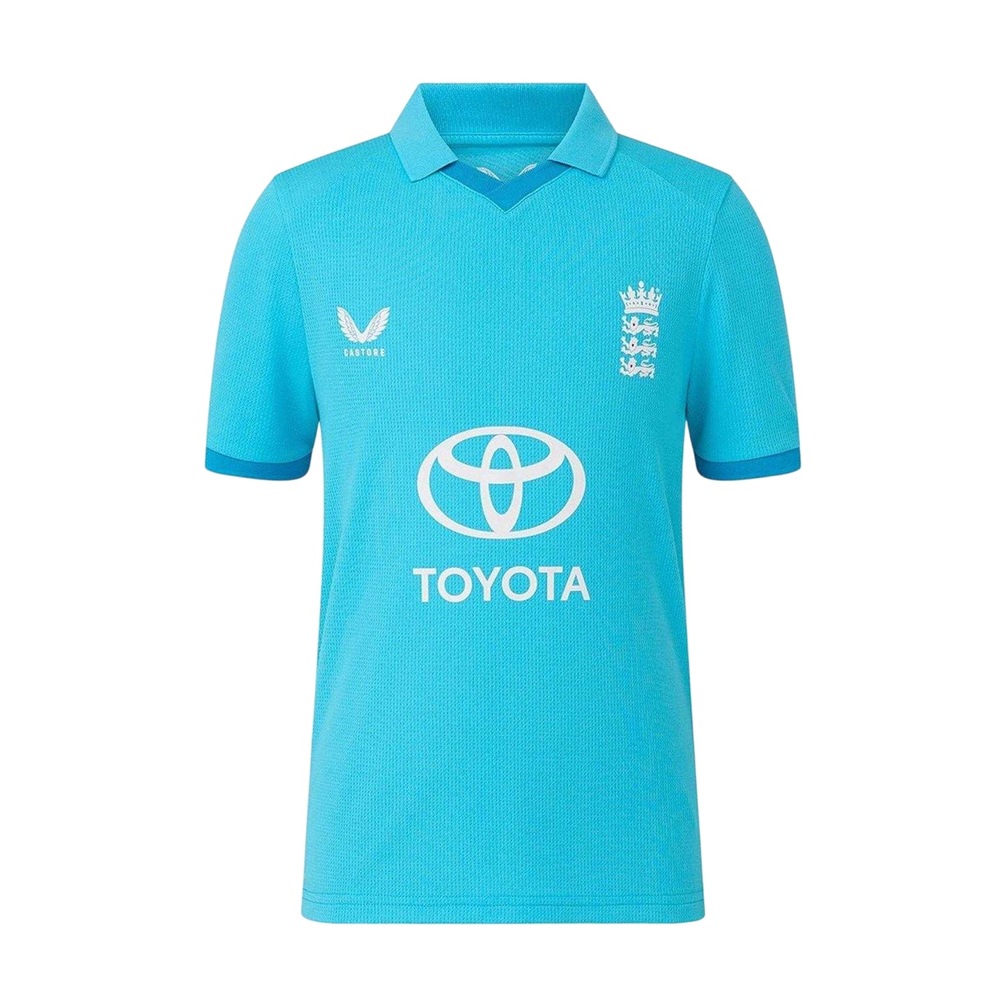 Atoll Blue-Blue Danube - Front - Castore Childrens-Kids ODI 26-27 England Cricket Cricket Shirt
