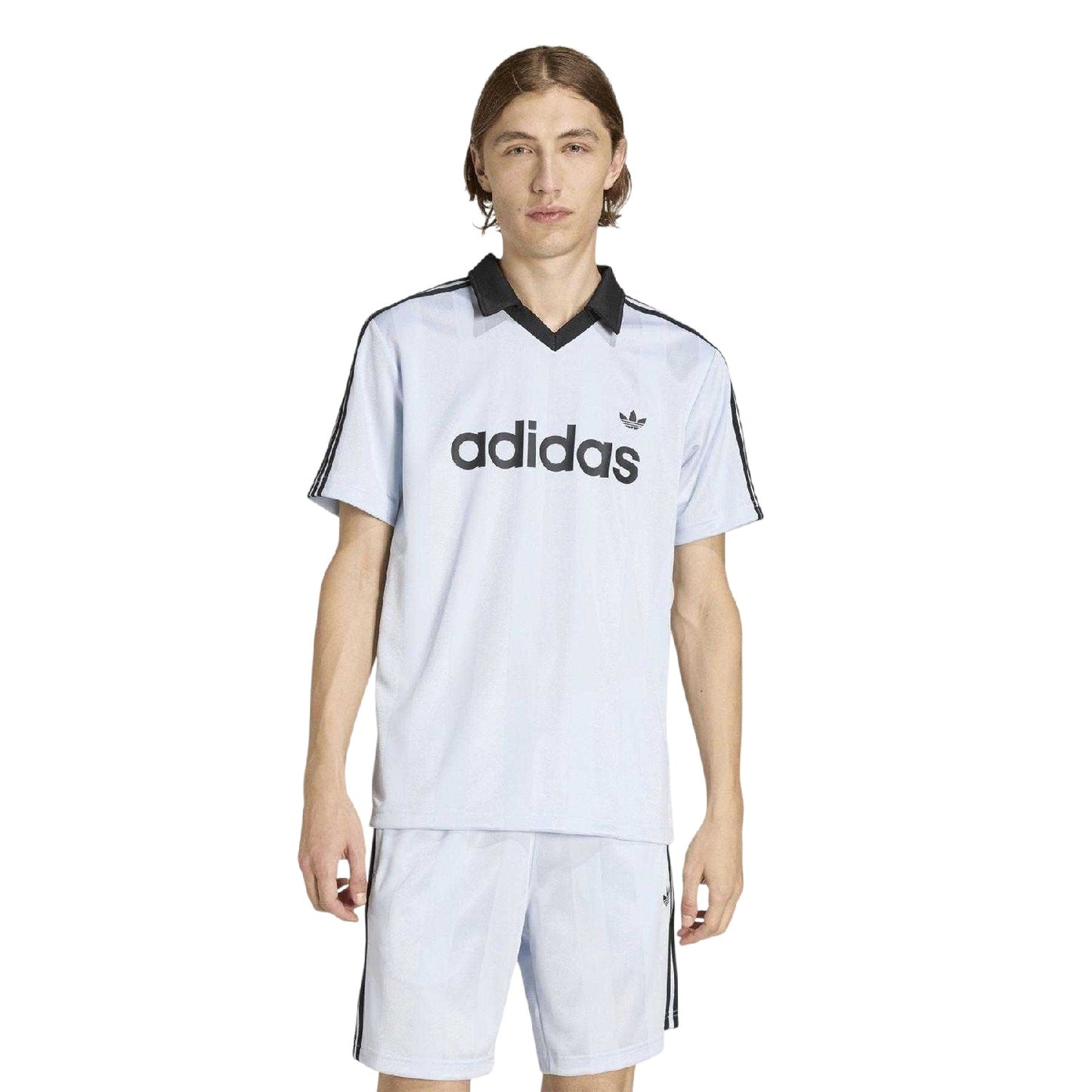 Sky Blue-Black - Side - Adidas Mens Archive Engineered Collared Football Shirt