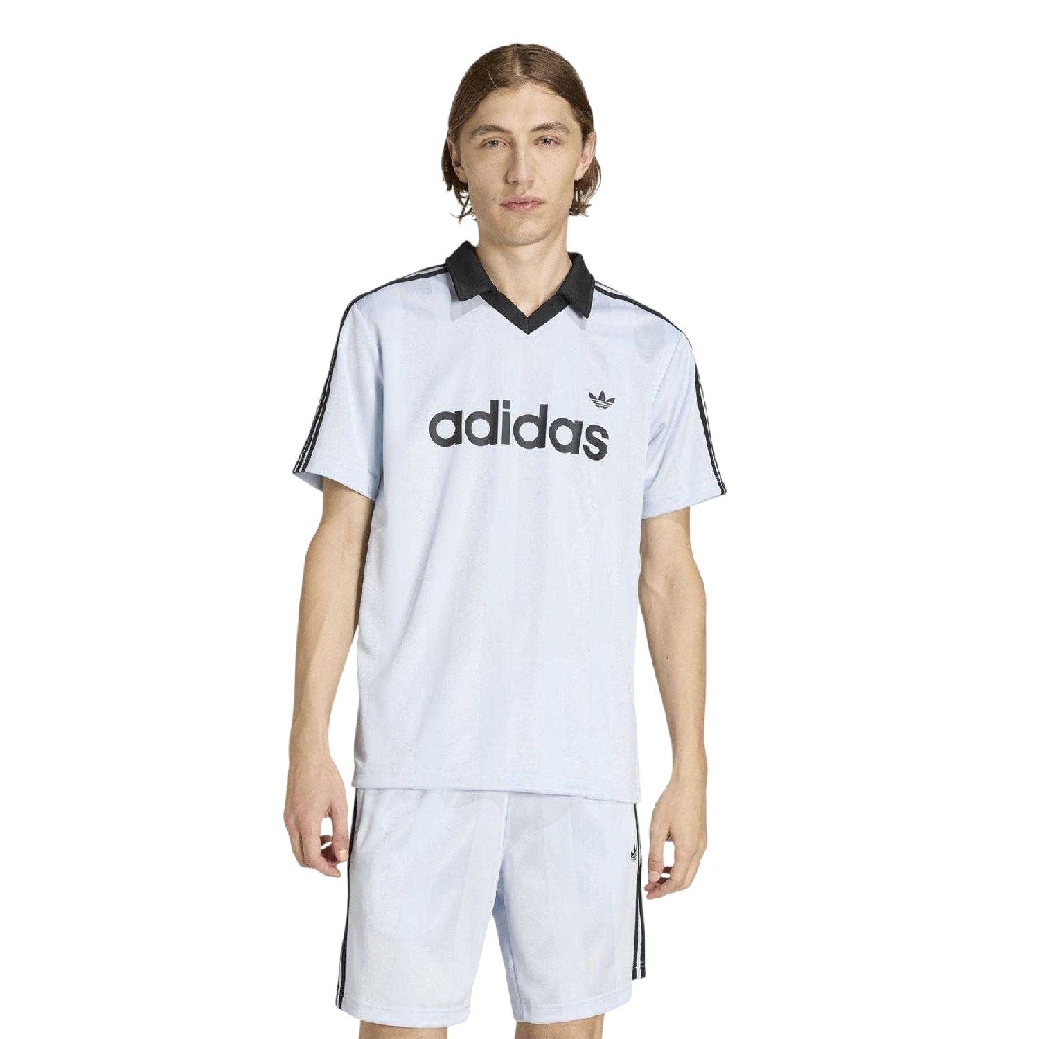 Sky Blue-Black - Side - Adidas Mens Archive Engineered Collared Football Shirt
