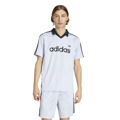 Sky Blue-Black - Side - Adidas Mens Archive Engineered Collared Football Shirt