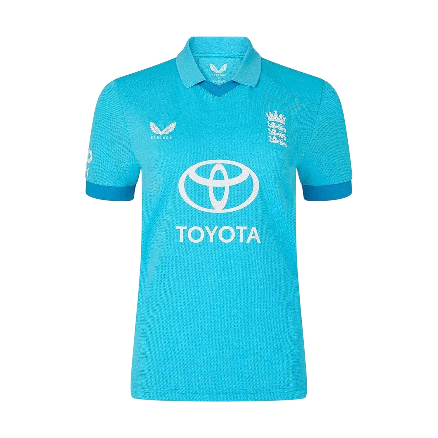 Atoll Blue-Blue Danube - Front - Castore Womens-Ladies ODI 26-27 England Cricket Long-Sleeved Cricket Shirt