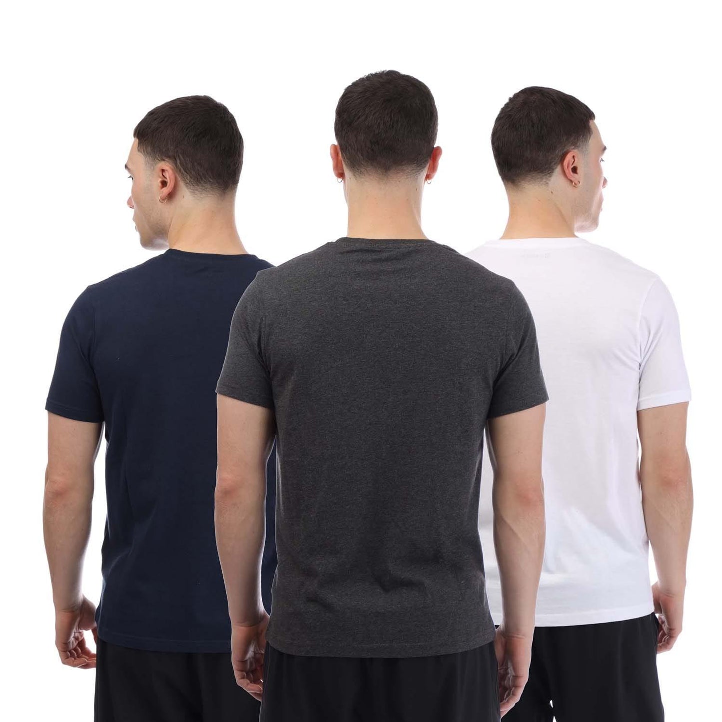 Navy-White-Grey - Back - Bench Mens Somerset Logo T-Shirt (Pack of 3)