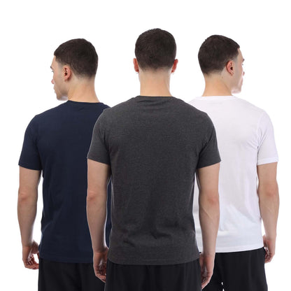 Navy-White-Grey - Back - Bench Mens Somerset Logo T-Shirt (Pack of 3)