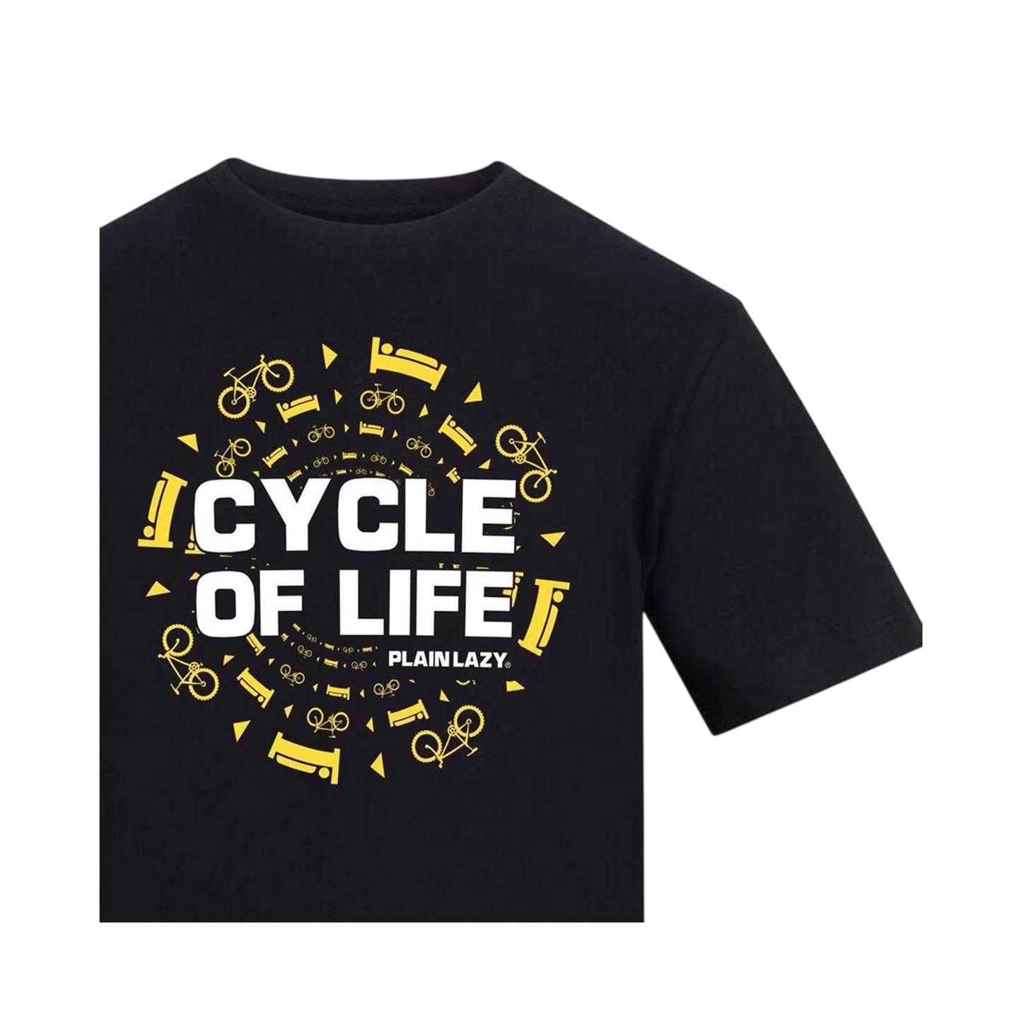 Black - Side - Plain Lazy Mens Cycle Of Life Printed T-Shirt