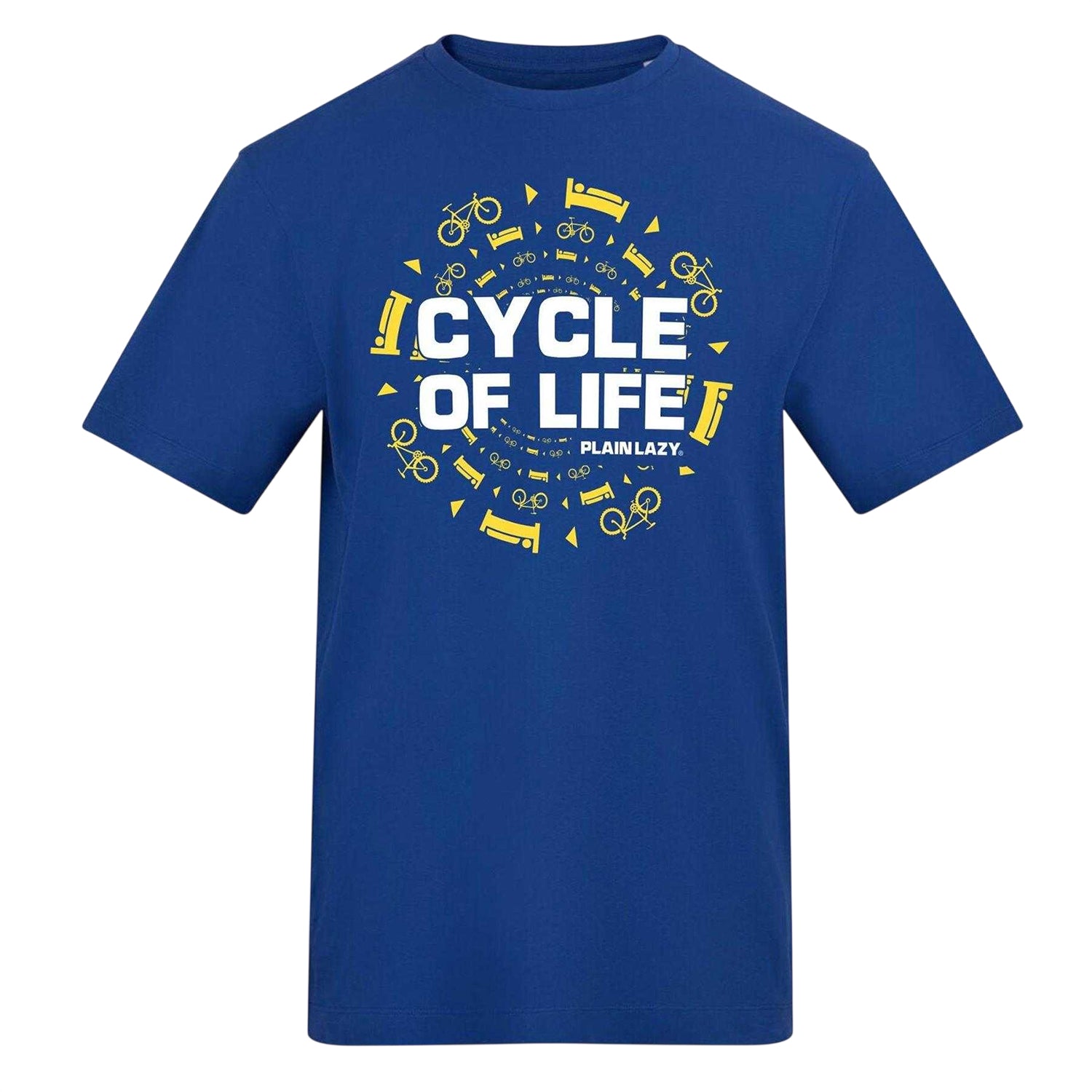 Blue - Front - Plain Lazy Mens Cycle Of Life Printed T-Shirt