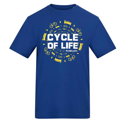 Blue - Front - Plain Lazy Mens Cycle Of Life Printed T-Shirt