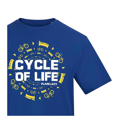 Blue - Side - Plain Lazy Mens Cycle Of Life Printed T-Shirt