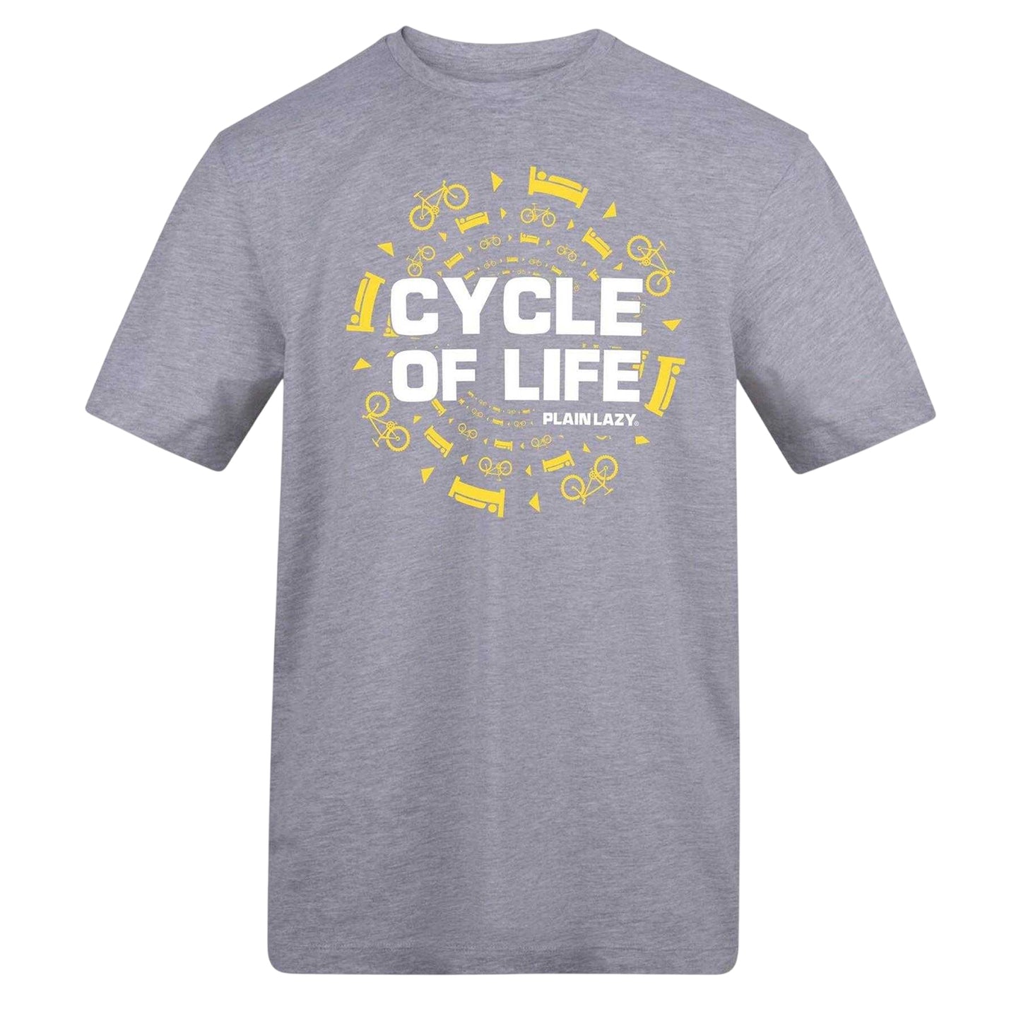 Grey - Front - Plain Lazy Mens Cycle Of Life Printed T-Shirt