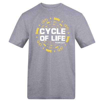 Grey - Front - Plain Lazy Mens Cycle Of Life Printed T-Shirt