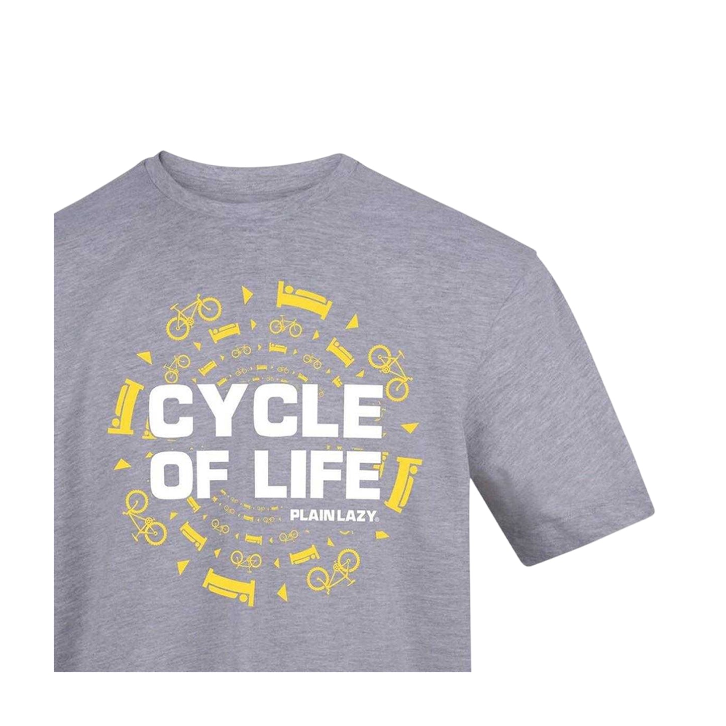 Grey - Side - Plain Lazy Mens Cycle Of Life Printed T-Shirt