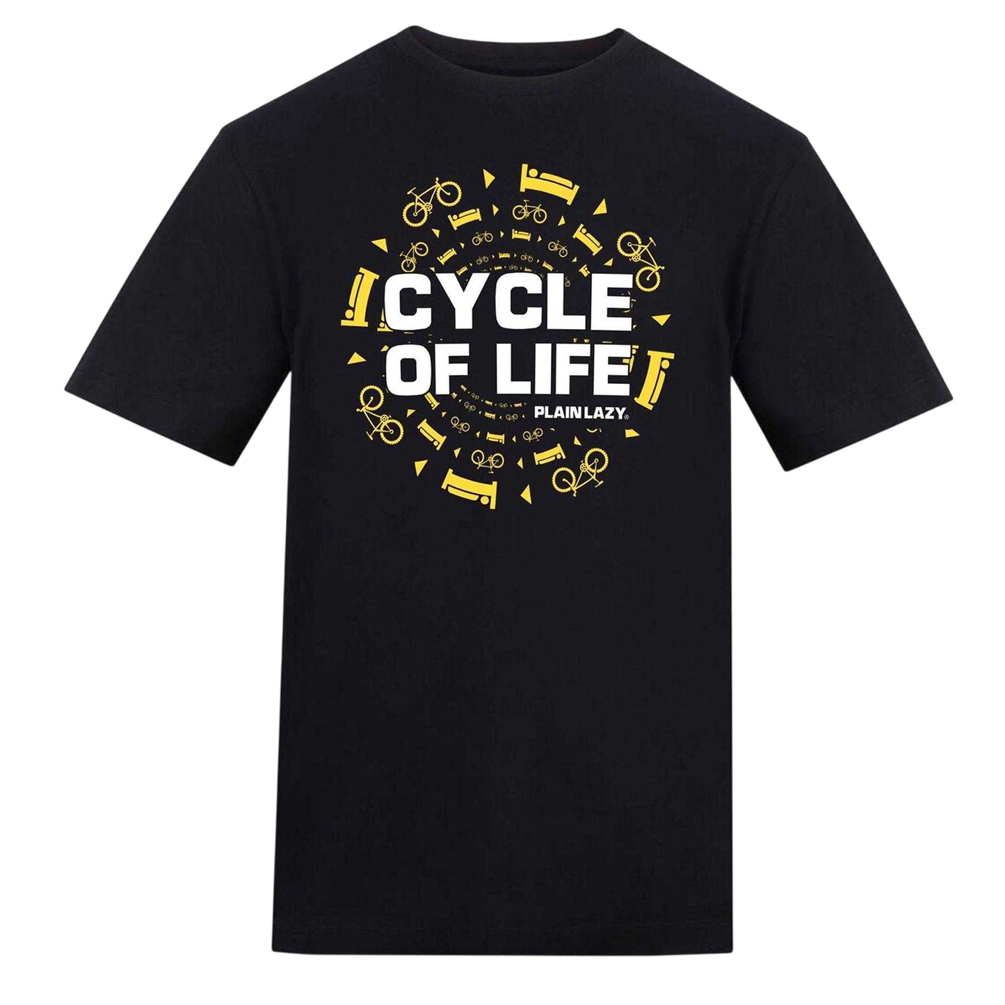 Black - Front - Plain Lazy Mens Cycle Of Life Printed T-Shirt