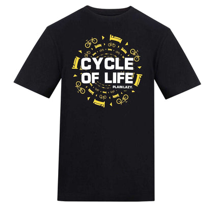 Black - Front - Plain Lazy Mens Cycle Of Life Printed T-Shirt