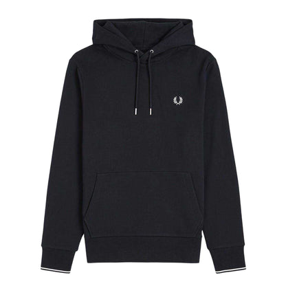 Navy - Front - Fred Perry Mens Logo Hoodie