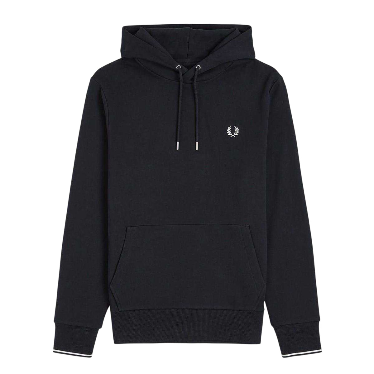 Navy - Front - Fred Perry Mens Logo Hoodie