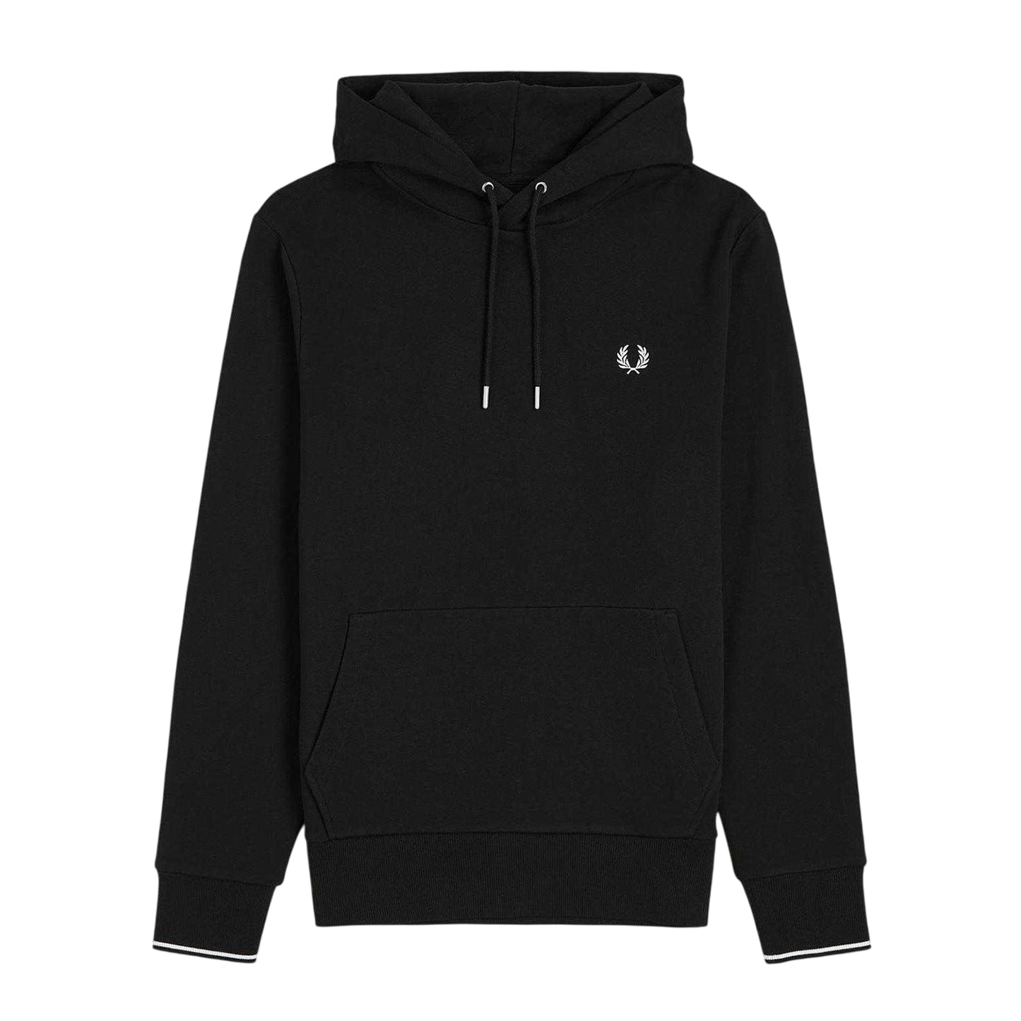 Black - Front - Fred Perry Mens Logo Hoodie