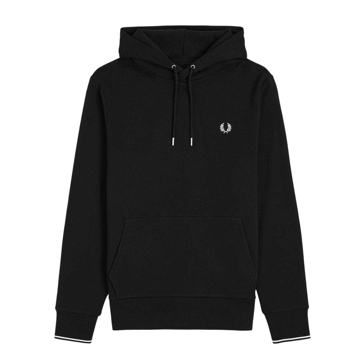 Black - Front - Fred Perry Mens Logo Hoodie