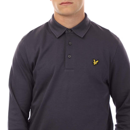 Navy - Side - Lyle & Scott Mens Interlock Long-Sleeved Polo Shirt
