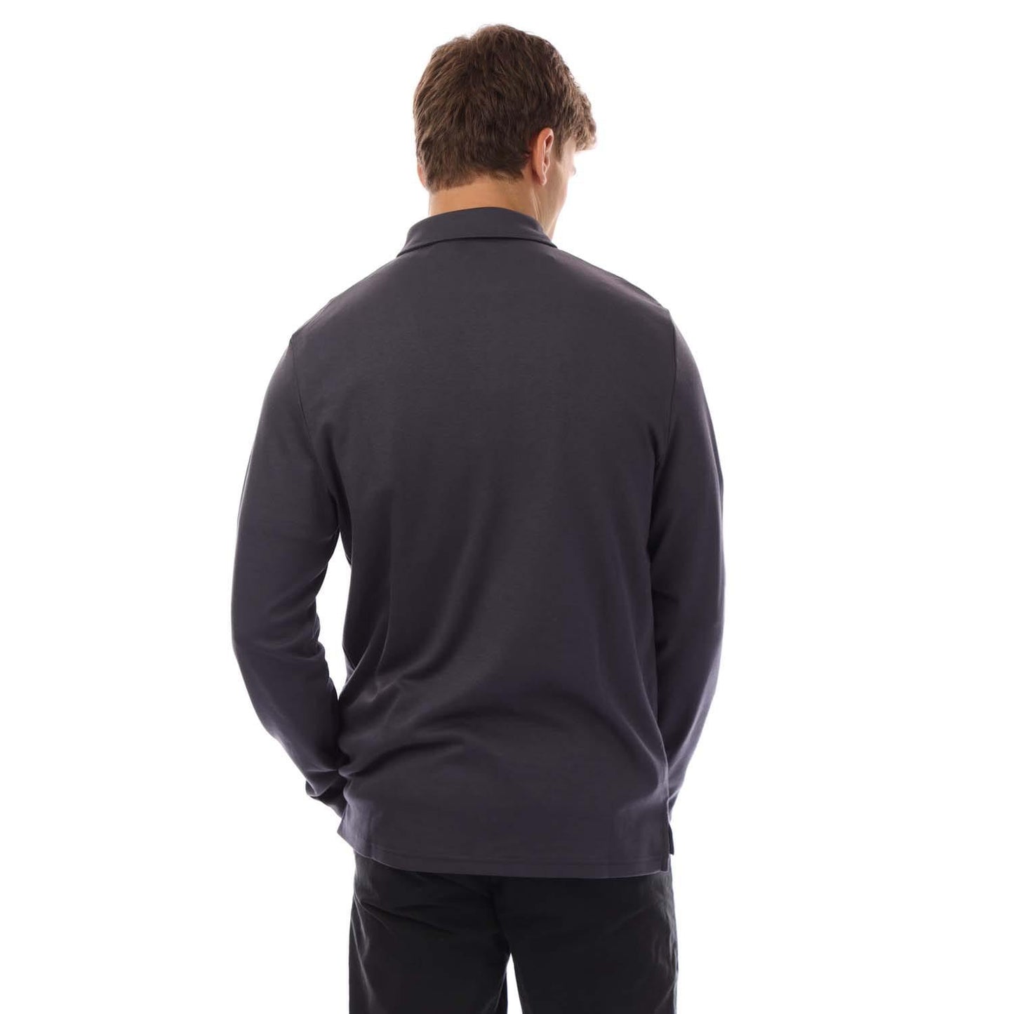 Navy - Back - Lyle & Scott Mens Interlock Long-Sleeved Polo Shirt