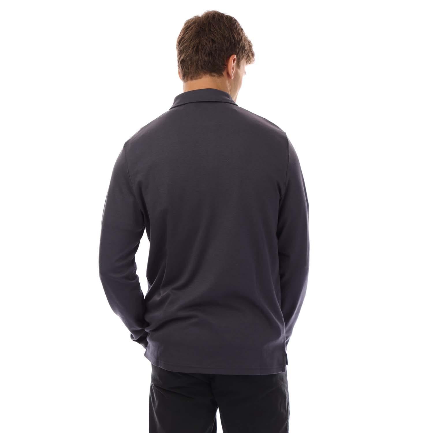 Navy - Back - Lyle & Scott Mens Interlock Long-Sleeved Polo Shirt