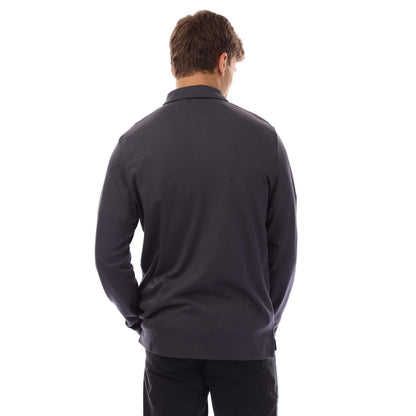 Navy - Back - Lyle & Scott Mens Interlock Long-Sleeved Polo Shirt