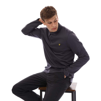 Navy - Lifestyle - Lyle & Scott Mens Interlock Long-Sleeved Polo Shirt