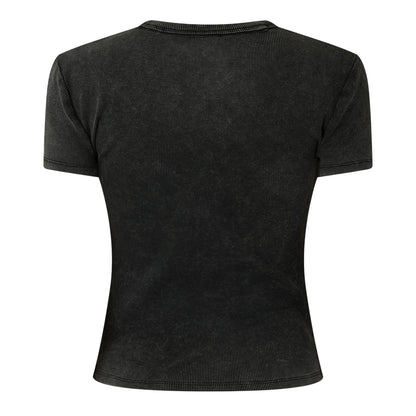Black - Back - Hugo Womens-Ladies Lettering Print Crew Neck Slim T-Shirt