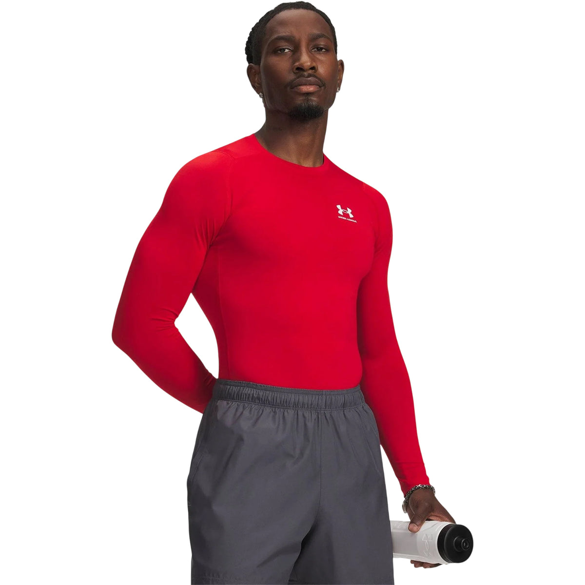 Red - Side - Under Armour Mens HeatGear Long-Sleeved Base Layer Top
