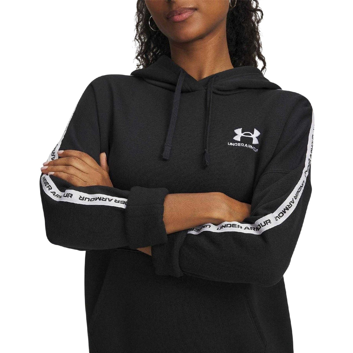 Black - Side - Under Armour Womens-Ladies Icons Fleece Hoodie