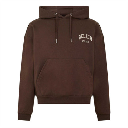 Brown - Front - Belier Mens Campus Logo Hoodie