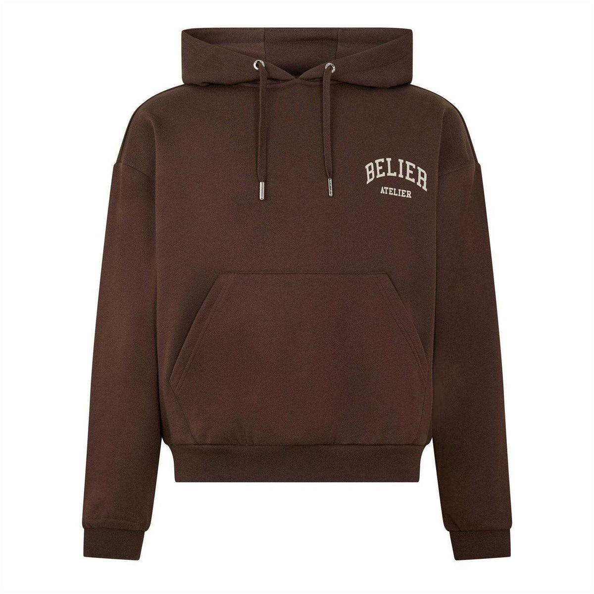 Brown - Front - Belier Mens Campus Logo Hoodie