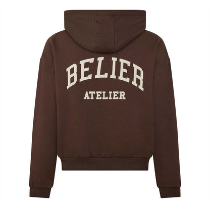 Brown - Back - Belier Mens Campus Logo Hoodie